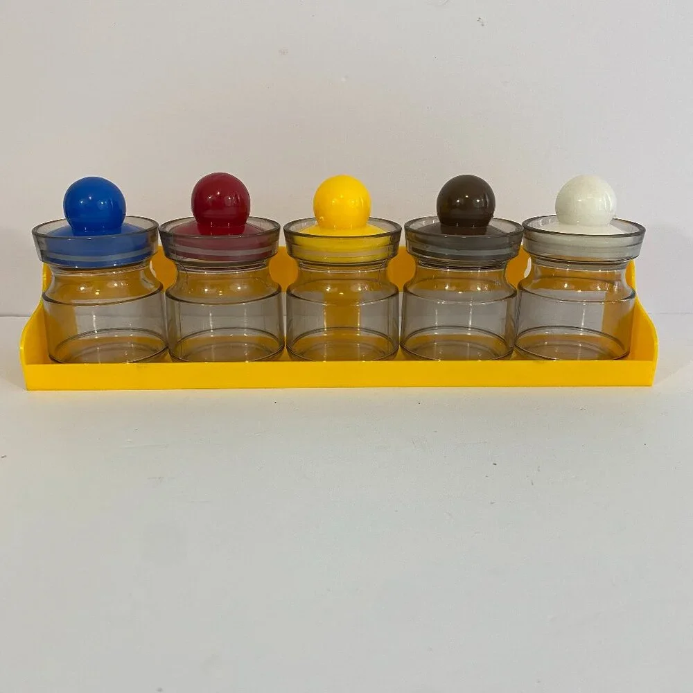 Vintage Plastic Storage Jar Set Spice Jars Canisters